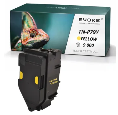 Produktbild von Evoke Toner-Kompatibilkartusche für den Drucker Konica Minolta TNP-79Y TNP79, Gelb, 9.000 Seiten, kompatibel mit Bizhub C3350i C4050i