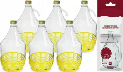 Produktbild von 6x 5L Flasche +Schwefelpulver GLASBALLON Weinballon Glasflasche Gärballon