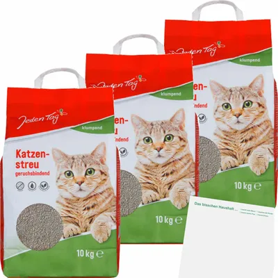 Produktbild von Jeden Tag Klumpstreu 3er Pack (3x10kg Packung) + usy Block