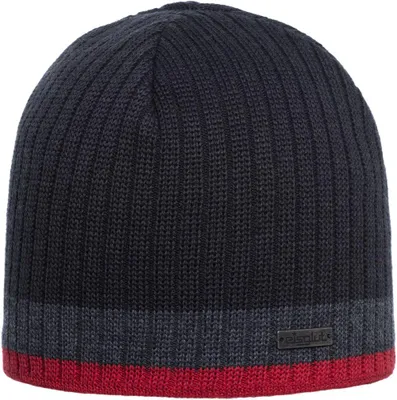 Eisglut Rippstrick-Mütze Styrmira Merino mit Innen-Fleece  in grau