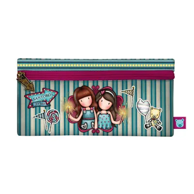 Image de Trousse d'école Gorjuss Fireworks rouge grenat (22 x 11 x 1.5 cm)