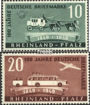 Produktbild von Briefmarken Franz. Zone-Rheinland Pfalz 1949 Mi 49-50 (kompl.Ausg.) postfrisch 100 Jahre deutsche Briefmarken