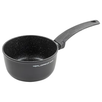 Produktbild von FLORINA - Kasserolle aus Aluminium (1,1 l) I 16 cm Durchmesser I Kochtopf - Antihaftbeschichtet I Stielkasserolle I Topf Induktion I Ideal für Induktionsherd, Gasherd und Elektroherd (Schwarz)