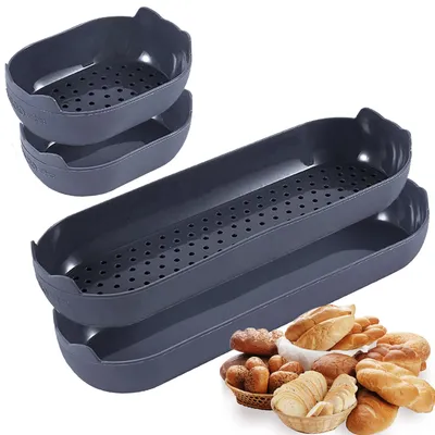 4er-Set Silikon-Baguetteformen, antihaftbeschichtet, 24,7x8,5x3,5 cm