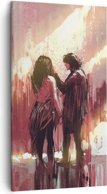 Produktbild von Bild auf Leinwand - Leinwandbild - Paar künstlerisch illustration liebhaber - 45x80cm - Wand Bild - Wanddeko - Leinwanddruck - Bilder - Kunstdruck - Leinwand bilder - Wandkunst - PA45x80-3198