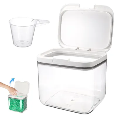 Immagine prodotto di Contenitore per detersivo in polvere - 4,5 litri - Con coperchio ermetico - Trasparente