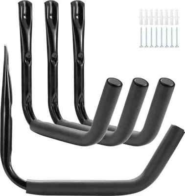 Produktbild von Famanu Kajak Aufbewahrungshaken Set - Wandhalter für Garage und Fahrrad - Bis 45 kg Tragkraft (38 cm) - 4 Stück