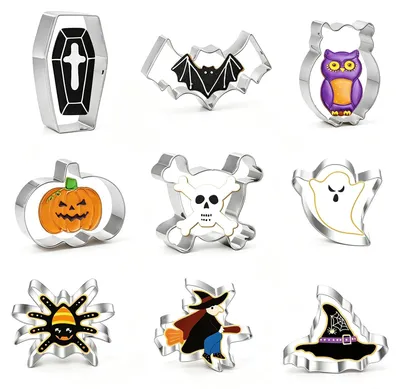 Halloween-Ausstechformen aus Edelstahl, 9 Stück