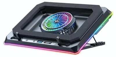 Produktbild von Conceptronic THYIA04B Gaming Laptop-Kühlpad mit RGB, versiegeltem Schaumdesign und Smartphone-Halter, 48,3 cm (19"), 15 kg, 1 Stück(e), 13 cm, 1700 RPM, Schwarz