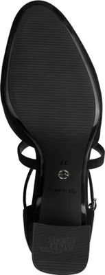 Produktbild von Tamaris Damen Pumps offen mit gekreuzten Riemen und Blockabsatz 1-22438-46, Größe:38 EU, Farbe:Schwarz