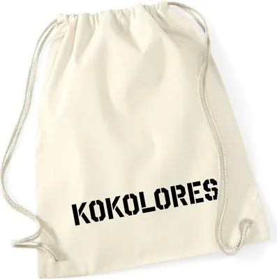 Produktbild von Huuraa Turnbeutel Kokolores Schriftzug 12 Liter Natural Baumwolle Rucksack Geschenkidee