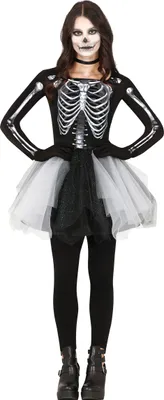 Immagine prodotto di Scheletro Halloween tutù costume spettrale festa fantasma notte vestito fantasma festival, taglia: 14 - 16 anni colore: nero