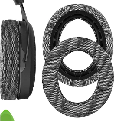 Image de Coussinets de remplacement pour écouteurs - Embouts de réparation - Remplacement de coussinets de casque - Mousse à mémoire de forme et lin - 10 x 9 x 3 cm - Gris