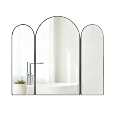 Produktbild von Radelldar Spiegelschrank bogen mit 3 Ablagen und 2 Tür, 61x12x70cm,Schwarz