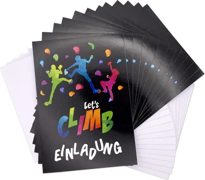 Produktbild von Friendly Fox Einladung Klettern, 12 Bouldern Einladungskarten Geburtstag, Boulder Party Kindergeburtstag Einladungskarten mit Umschägen