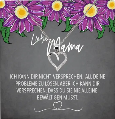 Produktbild von 22Feels Echt Silber Halskette - Liebe Mama Geschenk Geburtstag Muttertag Mutter Schmuck Set für Frauen - Herz Anhänger, Karte