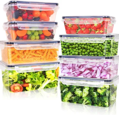 Obrázek produktu pro Sada úložných boxů s víkem – ideální pro skladování potravin – příprava jídel – 100% nepropustný design – 16 kusů – průhledné
