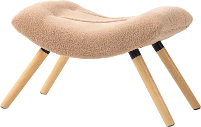 Immagine prodotto di Poggiapiedi imbottito marrone con rivestimento in pile e gambe in legno