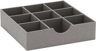 Produktbild von Haushalts-Organizerbox aus Textilpolyester mit 9 Fächern, 30,5 x 30,5 x 8,0 cm, silber, grau
