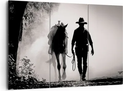 Produktbild von Bild auf Leinwand - Leinwandbild - 3 Teile - Cowboy Pferd Shady - 165x110cm - Wand Bild - Wanddeko - Wandbilder - Leinwanddruck - Bilder - Wanddekoration - Leinwand bilder - Wandbild - CE165x110-4620