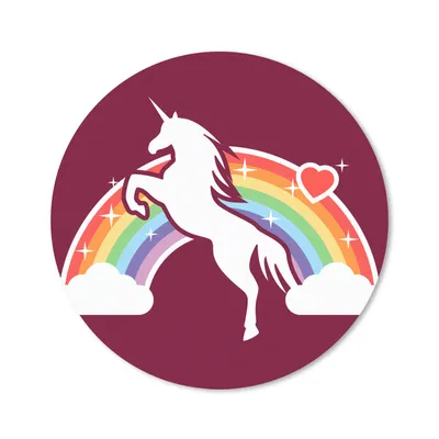 Produktbild von MuchoWow® Mauspad Mousepad Eine Illustration von einem weißen Einhorn vor einem Regenbogen auf einem roten Hintergrund - Mädchen - Kind - Kinder 30x30 cm - Mousepads - Maus Mat - Pad - Mausunterlage - Tischunterlage - Schreibtischmatten