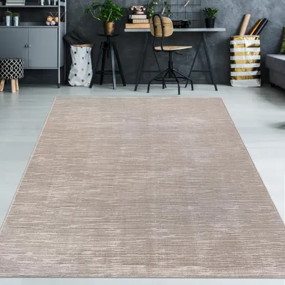 Image de Tapis moderne texturé et ligné facile d'entretien Beige Taille - 200 x 290 cm