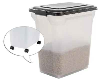 Tierfutter-Box, luftdicht, 45L, mit Rollen und Schaufel, schwarz