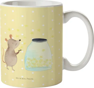 Produktbild von Mr. & Mrs. Panda Plastikbecher Maus Sterne - Gelb Pastell - Geschenk, Pott, Mehrwegbecher, Träume, Lustige Sprüche, Geburtstag, Trinklernbecher, Schwangerschaft, Geburt