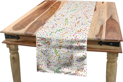 Obrázek produktu pro ABAKUHAUS Narozeninový ubrus, zábavné příležitosti, jídelna, kuchyně, obdélníkový dekorativní ubrus, 40 x 180 cm, vícebarevný