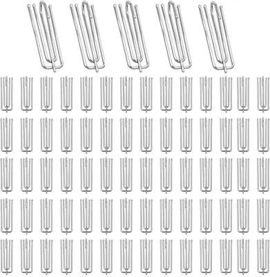 Produktbild von 90 Stück Edelstahl Gardinenhaken Metall Vorhanghaken 4 Zinken