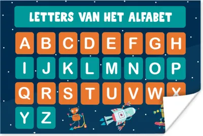 Produktbild von MuchoWow® Poster Kinderzimmer - Alphabet - Lernen - Jungen - Mädchen - Kinder - Kinder 90x60 cm - Schlafzimmer