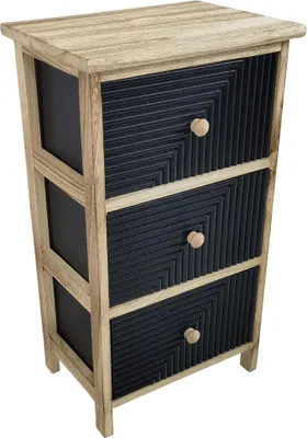 Immagine prodotto di Milani Home - mobiletto in legno 3 cassetti, rovere chiaro e nero, 34 x 25 x 61 cm