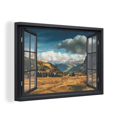 Produktbild von OneMillionCanvasses® - Leinwandbilder - 150x100 cm, Aussicht - Weg - Berg, Wandbilder Kunstdruck Wanddekoration