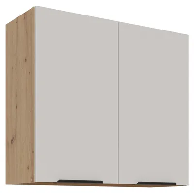 Produktbild von Küchen Hängeschrank 80 cm Küche SOLANO Kaschmir beige matt + Eiche Artisan matt Küchenzeile Küchenblock Küche Einbauküche