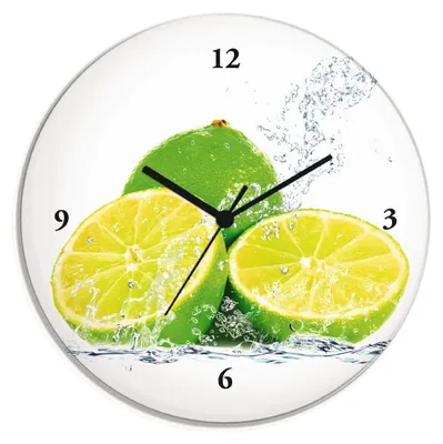 Produktbild von ARTland Glas Wanduhr Quarzuhr - schwarzer Zeiger Limette mit Spritzwasser Größe: 30x30 cm
