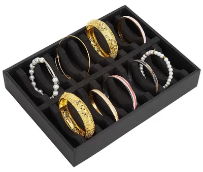 Schmuck-Organizer 20 Fächer stapelbar PU-Leder schwarz