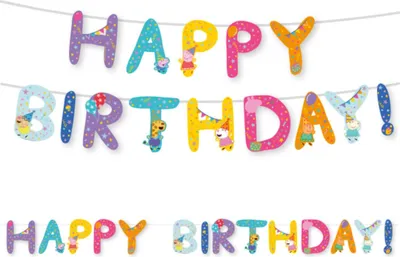 Produktbild von "Peppa Pig" Papier Buchstabengirlande Happy Birthday | 320 cm
