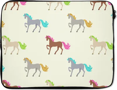 Produktbild von MuchoWow® Laptop Hülle 17 Zoll Laptoptasche Mädchen - Pferde - Muster - Mädchen - Kinder - Kinder - Zipper - Schutzabdeckung