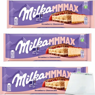 Produktbild von Milka Strawberry Cheesecake 3er Pack (3x300g Großtafel) + usy Block