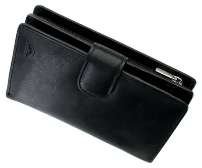 Produktbild von Geldbörse Geldbeutel, vollnarbiges Leder, mit Laschenverschluss und RFID-Schutz 1009_1 Schwarz