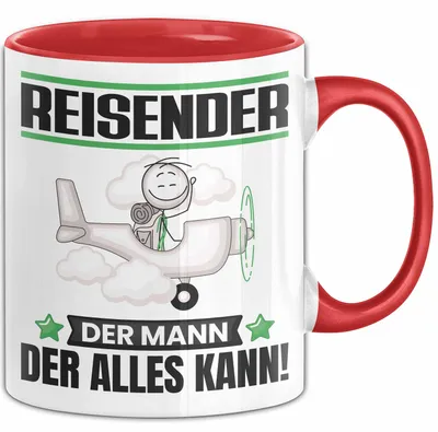 Produktbild von Reisender Tasse Geschenk für Reisender Der Mann Der Alles Kann Geschenkidee zum Geburtstag (Rot)