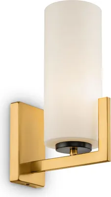 Produktbild von Wandlampe Metall Glas E27 31 cm hoch in Messing Weiß Schwarz Modern Wandleuchte
