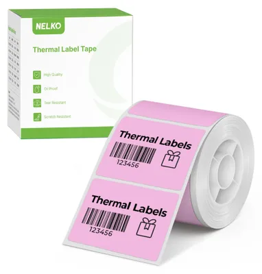 Produktbild von Thermo-Etiketten für Nelko PM220 Etikettendrucker, 40 x 30 mm wasserfeste Multifunktions-Aufkleber, 1 Rolle mit 230 selbstklebenden Thermopapieren (Rosa)