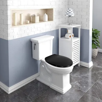 Produktbild von WOLTU WC Sitz mit Absenkautomatik, aus Duroplast, Antibakteriell Oval, Schwarz