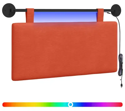 Produktbild von vidaXL Hängendes Kopfteil Mit LED Licht Rot-Orange Cordstoff