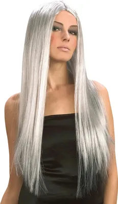 Produktbild von Graue Langhaar-Perücke Halloween für Damen