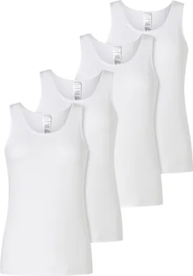 Produktbild von SCHIESSER Damen Tops, 4er Pack - 4Pack Trägertops, Unterhemd, Stretch Baumwolle, uni Weiß XL