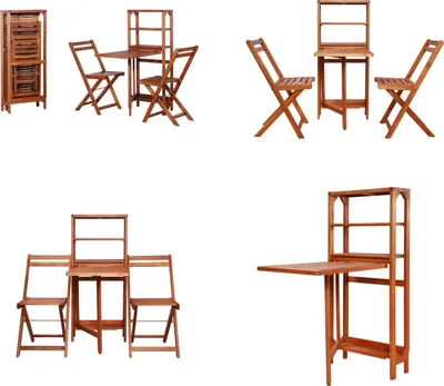 Immagine prodotto di vidaXL 3 pezzi. Set da bistrot pieghevole in legno massiccio di acacia - Set da bistrot - Set da bistrot - Set da bistrot - Set da bistrot