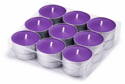Produktbild von Duft-Teelichter 18er Pack – Duft Lavendel, ca. 4 Stunden Brenndauer, Teelicht Kerzen aus Wachs, rund Ø 4 cm, hergestellt in der EU, für Indoor & Outdoor