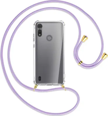 Produktbild von Handykette Backcover-Schutzhülle mit Band (Metall goldfarben) für Motorola Moto E6s - violett